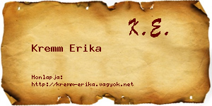 Kremm Erika névjegykártya